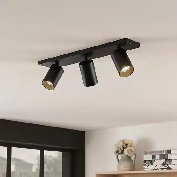 Lampenwelt Arcchio Strahler Brinja, eckig, schwarz/goldfarben, 3-flg Im Verkauf