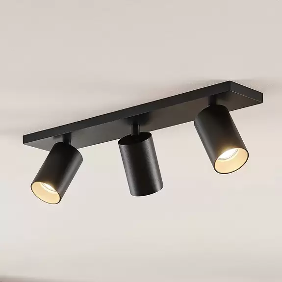 Lampenwelt Arcchio Strahler Brinja, eckig, schwarz/goldfarben, 3-flg Im Verkauf