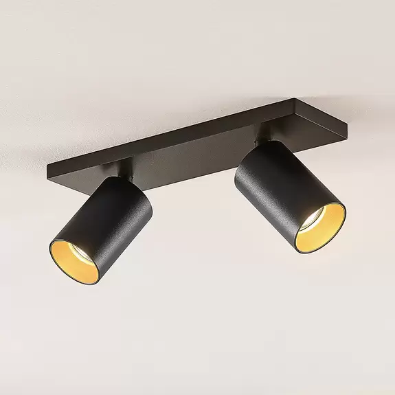 Lampenwelt Arcchio Strahler Brinja, eckig, schwarz/gold, 2-flammig Verkauf