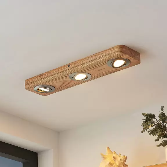 Lampenwelt Lindby Mikari LED-Deckenleuchte aus Holz, 3-fl Meist gekauft