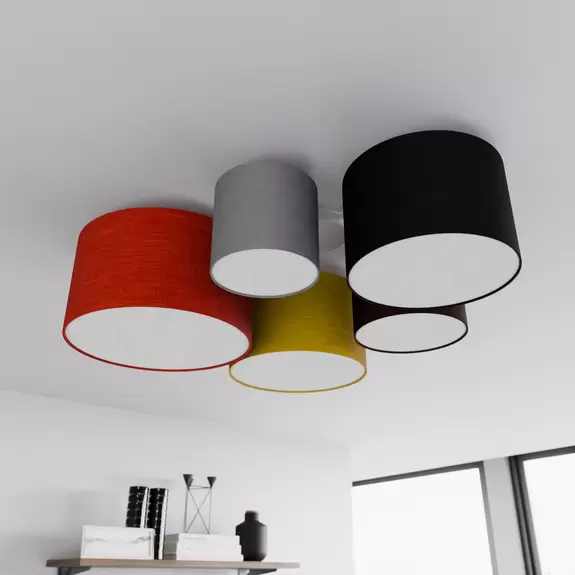 Lampenwelt Lindby Laurenz Deckenlampe, 5-fl. 93cm, rot-gelb Großer Ausverkauf