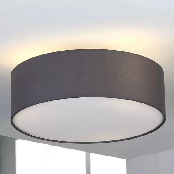 Lampenwelt Lindby Deckenleuchte Sebatin, Ø 40 cm, grau, Stoff, E27 Flash Sale