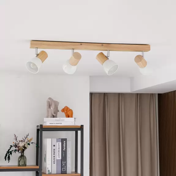 Lampenwelt Holz-Deckenlampe Thorin, vierflammig Saisonschlussverkauf