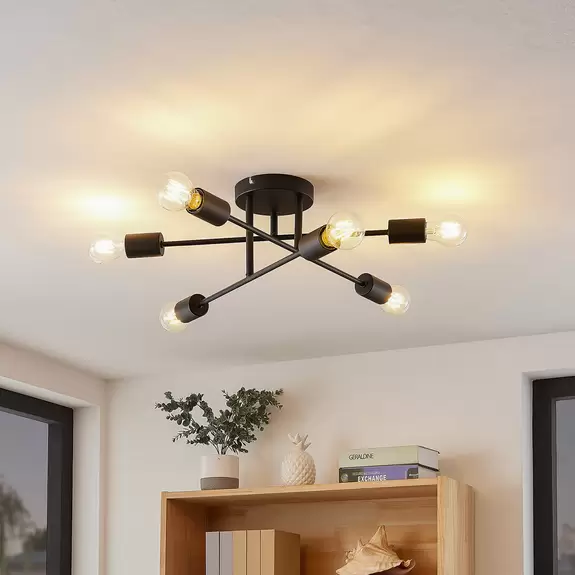 Lampenwelt Lindby Estar Deckenleuchte, sechsflammig Black Friday