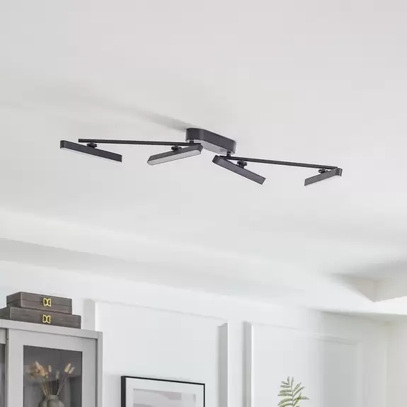 Lampenwelt Lindby LED-Deckenleuchte Eldrin, 4-flammig, schwarz, Eisen Online Outlet