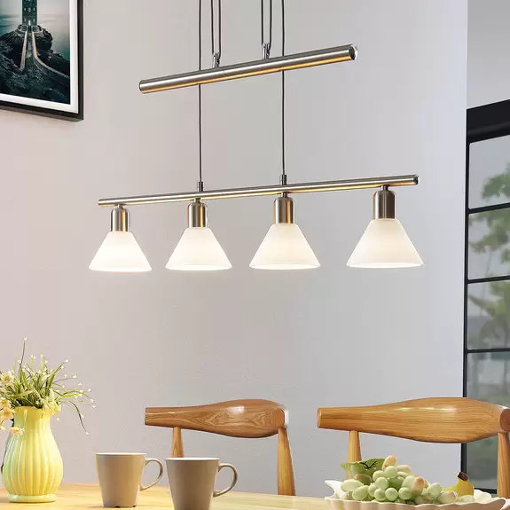 Lampenwelt Höhenverstellbare Pendellampe Delira 4-fl. nickel Zeitlich begrenztes Angebot