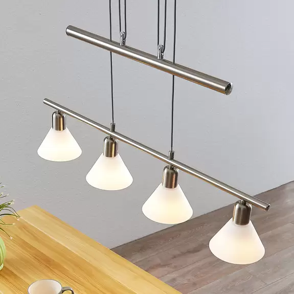 Lampenwelt Höhenverstellbare Pendellampe Delira 4-fl. nickel Zeitlich begrenztes Angebot