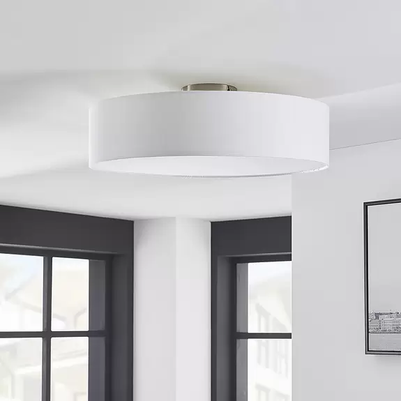 Lampenwelt Lindby Deckenleuchte Sebatin, Ø 50 cm, weiß, Stoff, E27 Exklusive Angebote