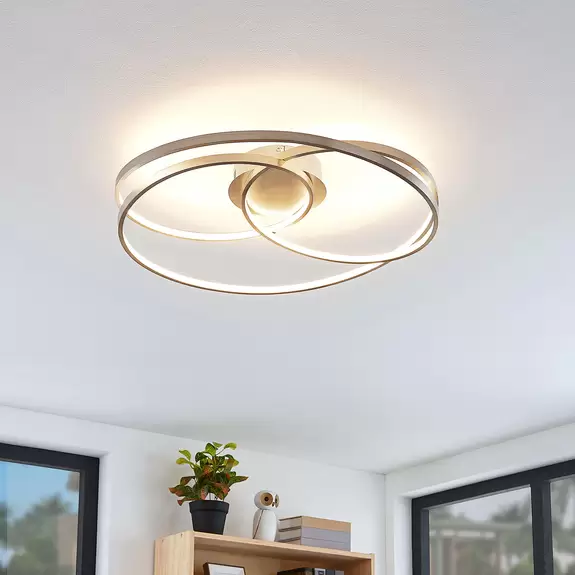 Lampenwelt Lindby Joline LED-Deckenleuchte, nickel satiniert Neuheiten