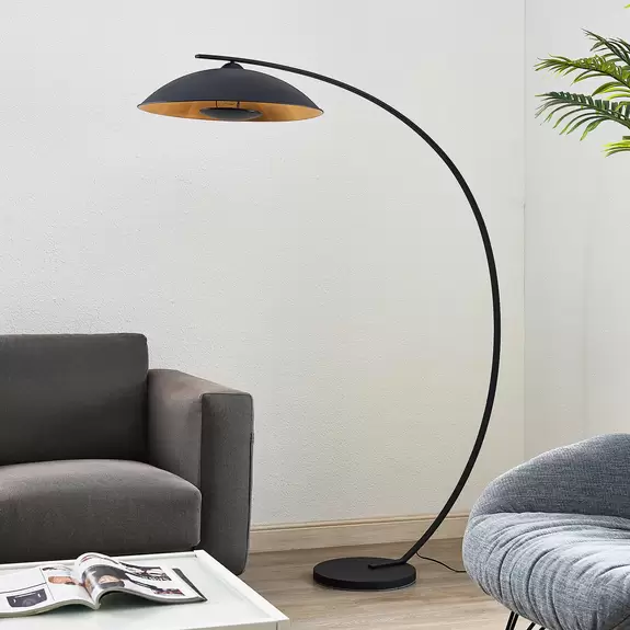 Lampenwelt Lindby Bogenstehlampe Emilienne, schwarz, goldfarben, 180 cm Bestseller