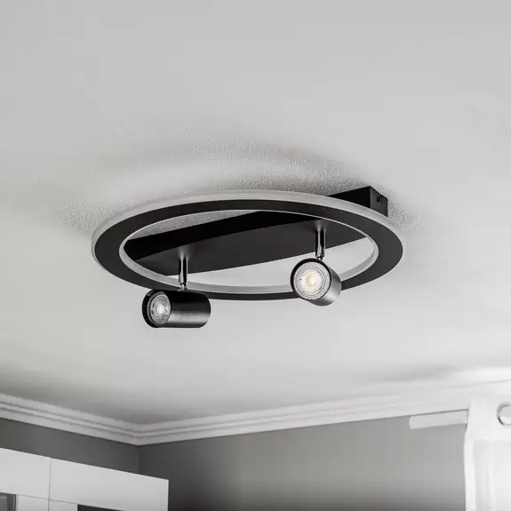 Lampenwelt Lindby Berisha LED-Deckenlampe, 3-flammig, schwarz VIP-Rabatte