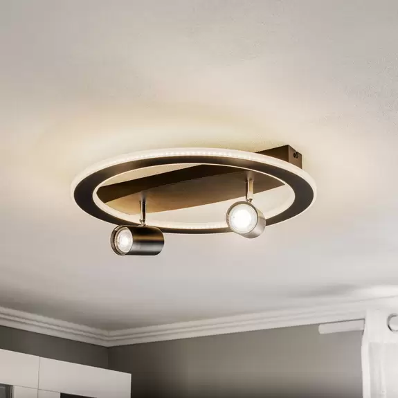 Lampenwelt Lindby Berisha LED-Deckenlampe, 3-flammig, schwarz VIP-Rabatte