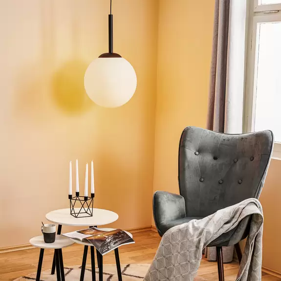 Lampenwelt Pendelleuchte Dione, einflammig weiß/schwarz 40 cm Discount Store für neue Produkte