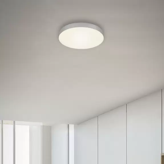 Lampenwelt LED-Deckenleuchte Flame, Ø 21,2 cm, silber Fabrikladen