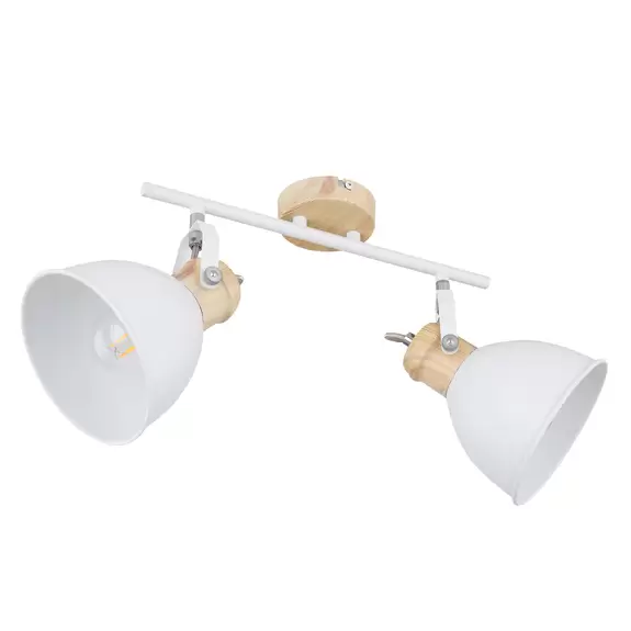 Lampenwelt Deckenlampe Wiho aus Metall, weiß/holzoptik, 2-fl Rabatte dieses Monats