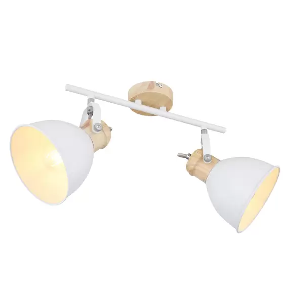 Lampenwelt Deckenlampe Wiho aus Metall, weiß/holzoptik, 2-fl Rabatte dieses Monats