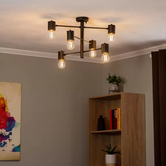 Lampenwelt Deckenleuchte Hexa 6941 sechsflammig schwarz Günstig kaufen