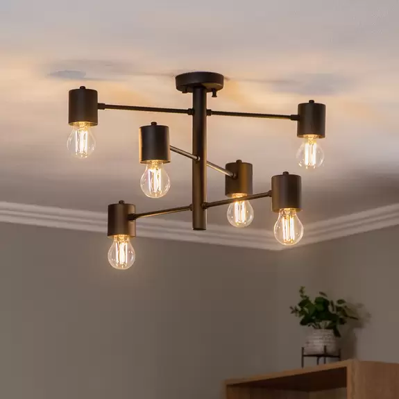 Lampenwelt Deckenleuchte Hexa 6941 sechsflammig schwarz Günstig kaufen