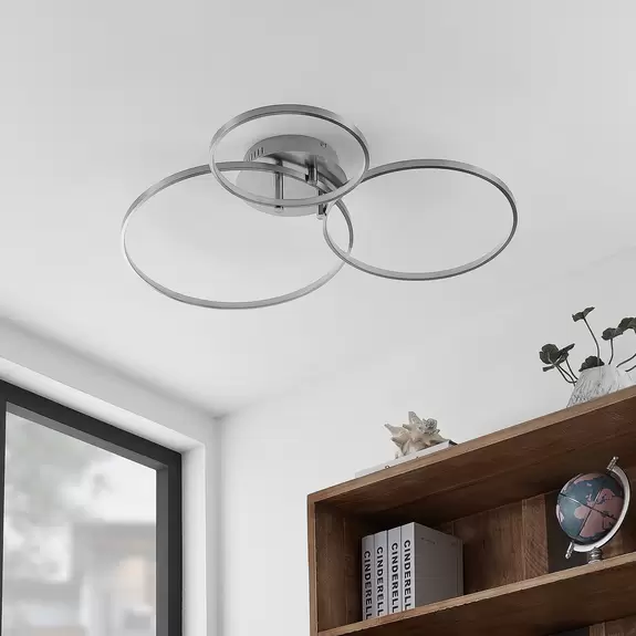 Lampenwelt Lindby Rayk LED-Deckenleuchte, nickel satin Großer Ausverkauf