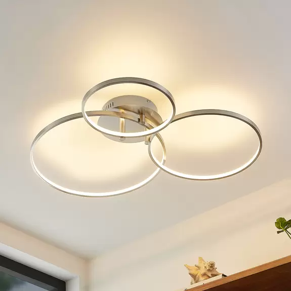 Lampenwelt Lindby Rayk LED-Deckenleuchte, nickel satin Großer Ausverkauf