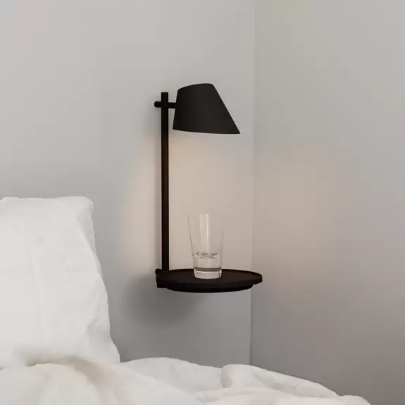 Lampenwelt LED-Wandleuchte Stay mit Ablage, schwarz Flash Sale