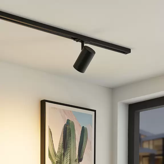 Lampenwelt Lindby Schienenstrahler Linaro, GU10, 10W, schwarz, 1-Phasen Saisonschlussverkauf