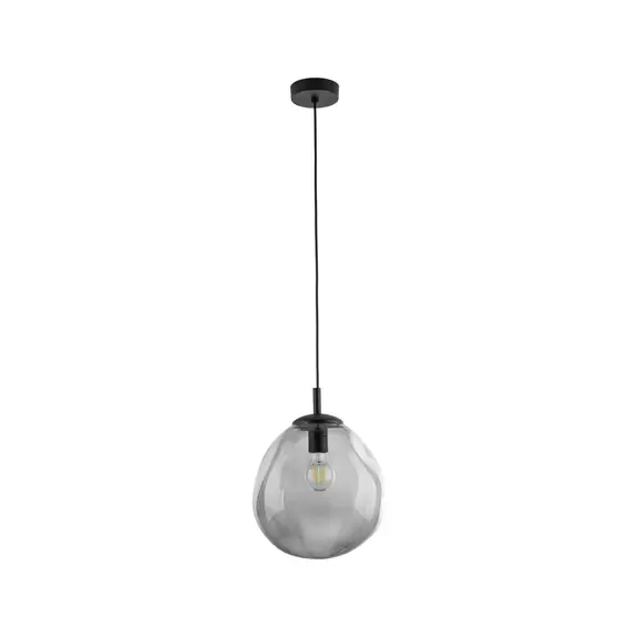 Lampenwelt Hängeleuchte Sol Mini, Glas, Ø 25 cm, schwarz/grafitgrau Black Friday