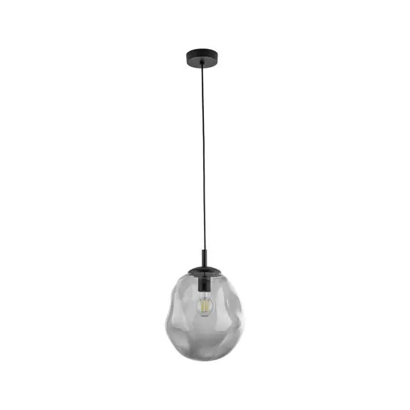 Lampenwelt Hängeleuchte Sol Mini, Glas, Ø 25 cm, schwarz/grafitgrau Black Friday