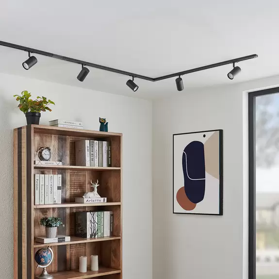 Lampenwelt Lindby 1-Phasen-Schienensystem Linaro, GU10, schwarz, 5-flg Osterangebot