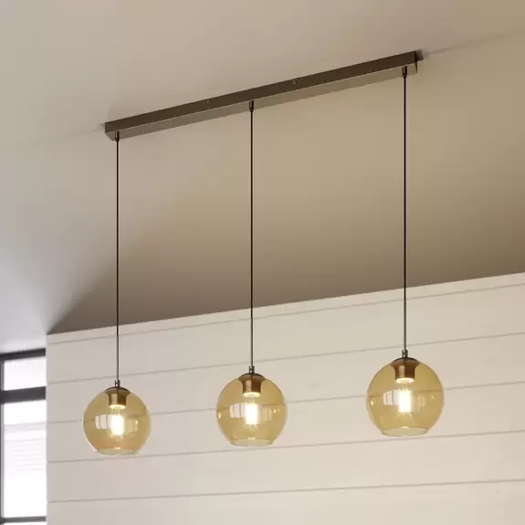 Lampenwelt Lindby Hängeleuchte Sofian, rauchgrau, Glas, 100 cm, 3-flg Neueste Mode
