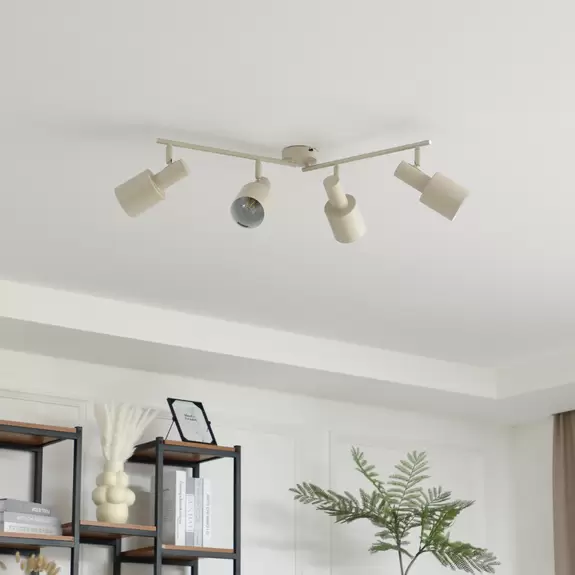 Lampenwelt Lindby Deckenstrahler Ovelia, beige, 4-flg., Eisen, E27 Neuheiten