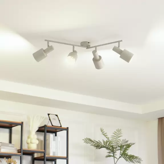Lampenwelt Lindby Deckenstrahler Ovelia, beige, 4-flg., Eisen, E27 Neuheiten