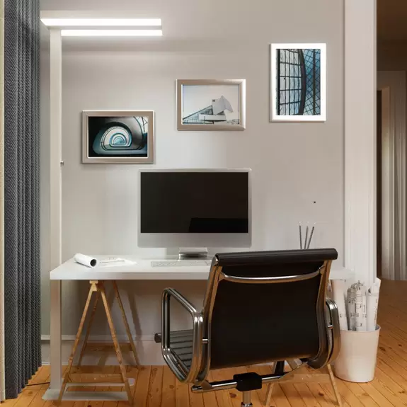 Lampenwelt Arcchio LED-Stehlampe Logan Basic, weiß, 6.000 lm, dimmbar Räumungsverkauf
