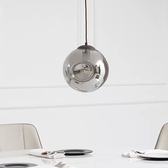 Lampenwelt Lindby Hängeleuchte Valentina, E27, Ø 25 cm, rauchgrau, Glas Tägliche Deals
