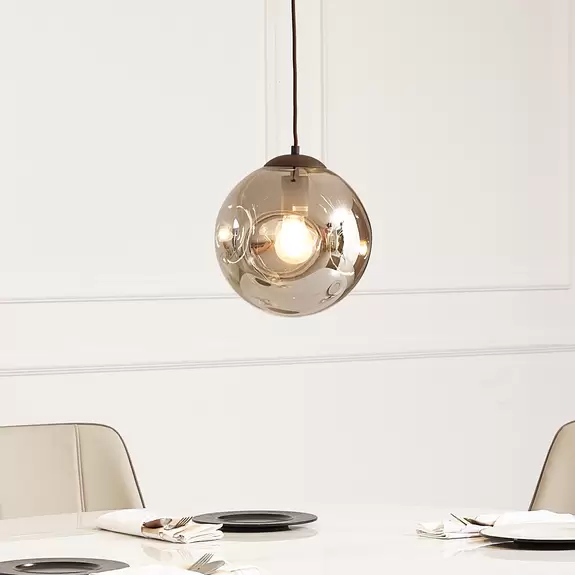 Lampenwelt Lindby Hängeleuchte Valentina, E27, Ø 25 cm, rauchgrau, Glas Tägliche Deals