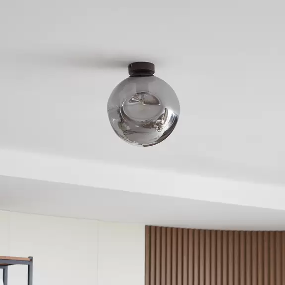 Lampenwelt Lindby Deckenlampe Valentina, Glas, rauchgrau, rund, Ø 25 cm Letzter Tag