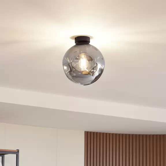 Lampenwelt Lindby Deckenlampe Valentina, Glas, rauchgrau, rund, Ø 25 cm Letzter Tag