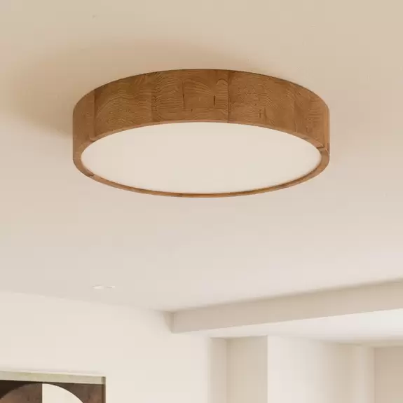 Lampenwelt Envostar Kerio Deckenlampe, Ø 47 cm, eiche natur Bis zu 65% Rabatt