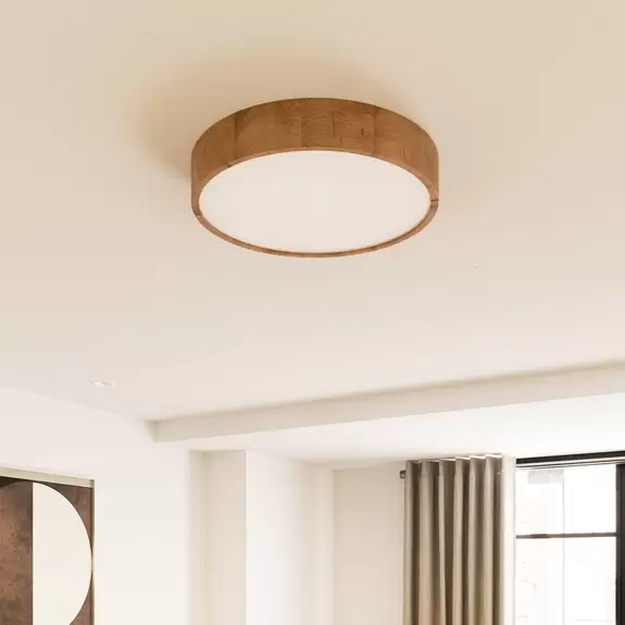 Lampenwelt Envostar Kerio Deckenlampe, Ø 47 cm, eiche natur Bis zu 65% Rabatt