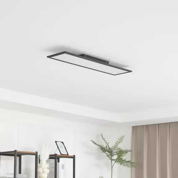 Lampenwelt Lindby LED-Panel Enhife, schwarz, 80x20 cm Nur für heute
