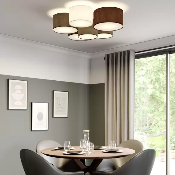 Lampenwelt Lindby Laurenz Deckenlampe, 6-fl., grau, braun Nur noch ein Tag übrig