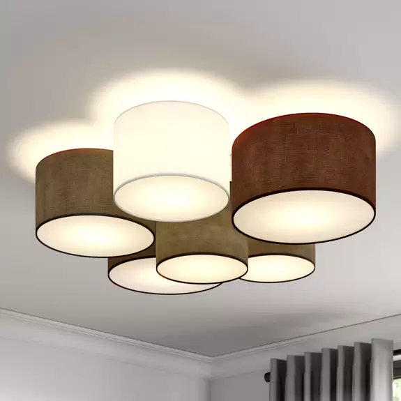 Lampenwelt Lindby Laurenz Deckenlampe, 6-fl., grau, braun Nur noch ein Tag übrig