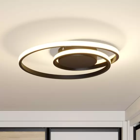 Lampenwelt Lindby Kyron LED-Deckenlampe, schwarz matt 50% Rabatt mit kostenlosem Versand