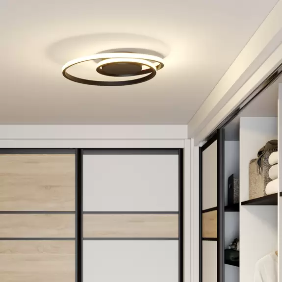 Lampenwelt Lindby Kyron LED-Deckenlampe, schwarz matt 50% Rabatt mit kostenlosem Versand