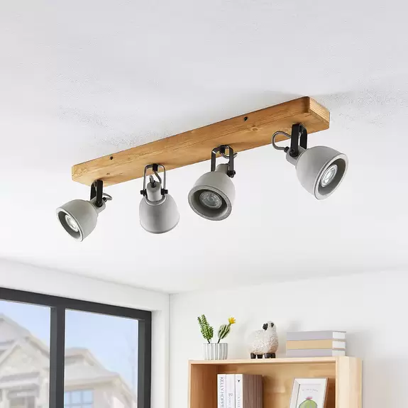 Lampenwelt Lindby Mitis Deckenleuchte, Kiefernholz, 4-fl Clearance-Verkauf
