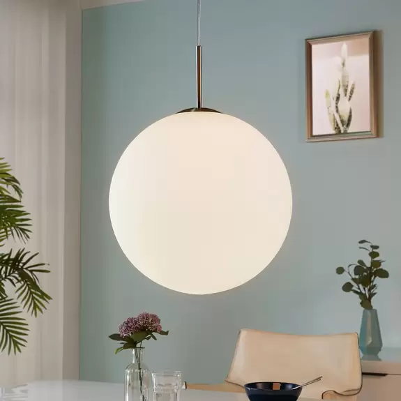 Lampenwelt Kugel-Hängeleuchte Marike aus Opalglas, 40 cm Kostenloser Versand international