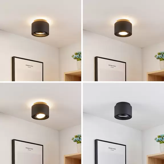 Lampenwelt Arcchio Deckenlampe Walisa, Ø 15,35 cm, schwarz, Alu Begrenzt auf 3 Tage