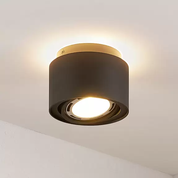 Lampenwelt Arcchio Deckenlampe Walisa, Ø 15,35 cm, schwarz, Alu Begrenzt auf 3 Tage