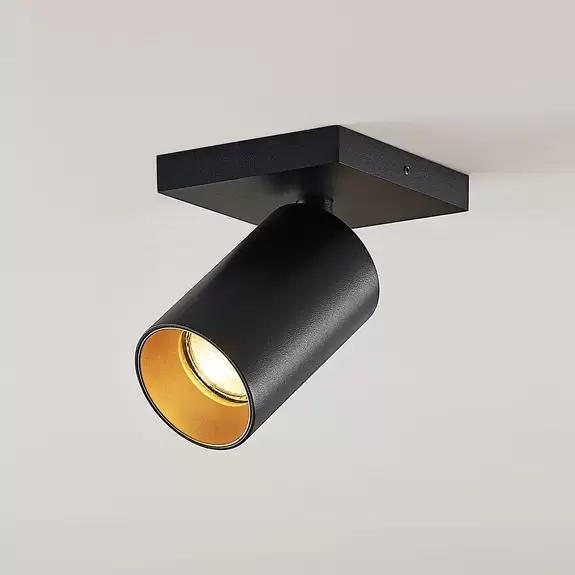 Lampenwelt Arcchio Strahler Brinja, eckig, schwarz/gold, 1-flammig Auslauf