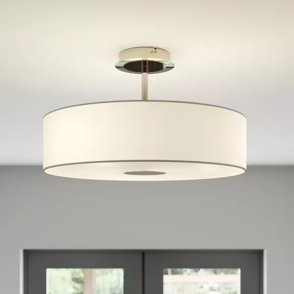 Lampenwelt Lindby Deckenleuchte Josia, weiß, Stoff, Ø 47 cm, E27 Günstiger Verkauf